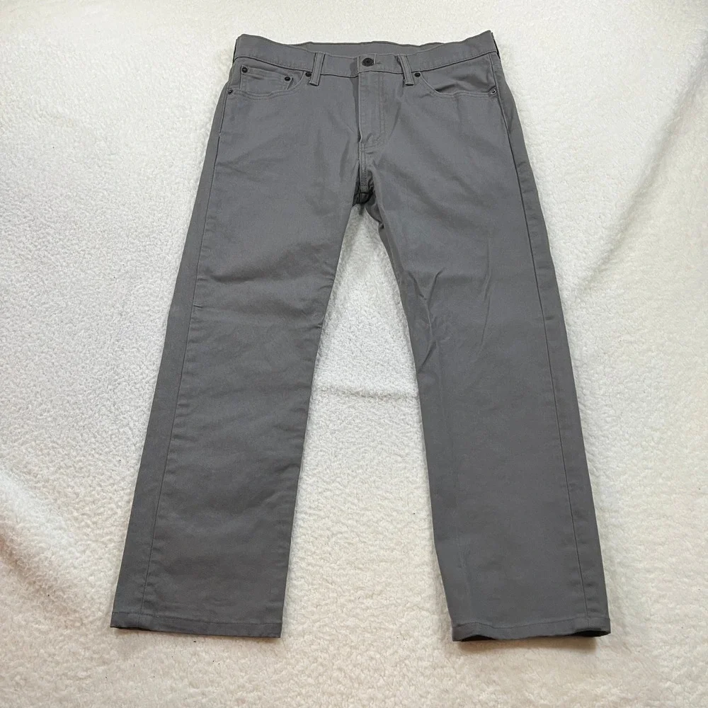 Levi Mens 33x30 Gray 513 Slim Straight Fit Pants 08513-0338 S40196 Twill Chino